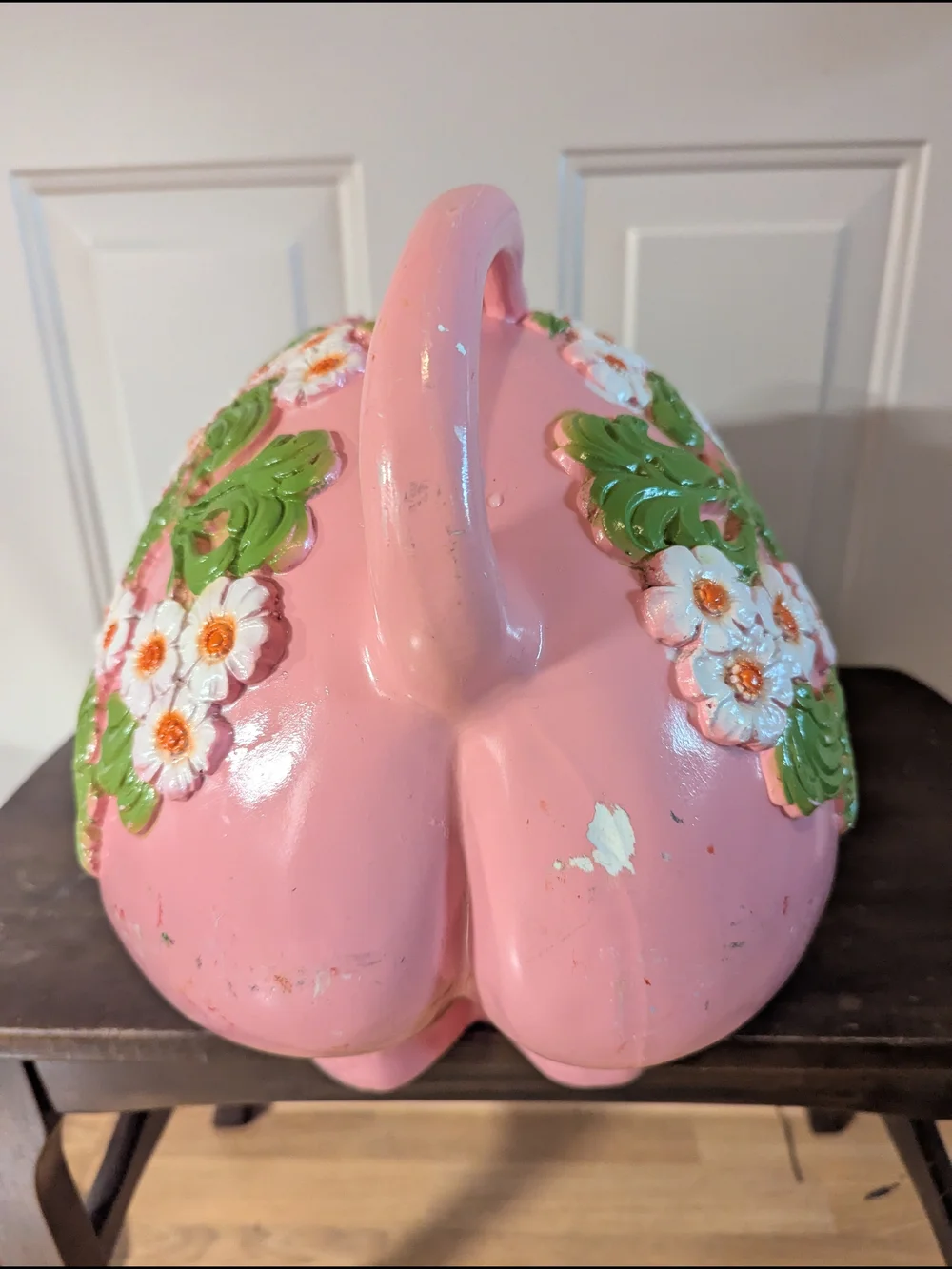 Vintage 1976 Pink Floral Ceramic Pig Piggy Bank - Picture 8 of 16